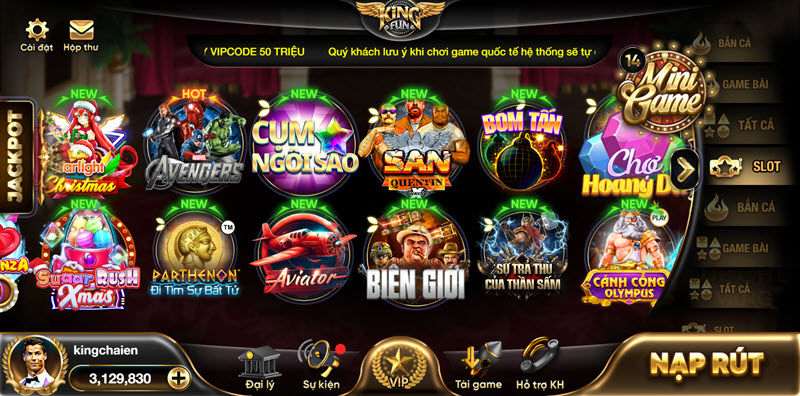 Quay hũ trúng Jackpot Kingfun